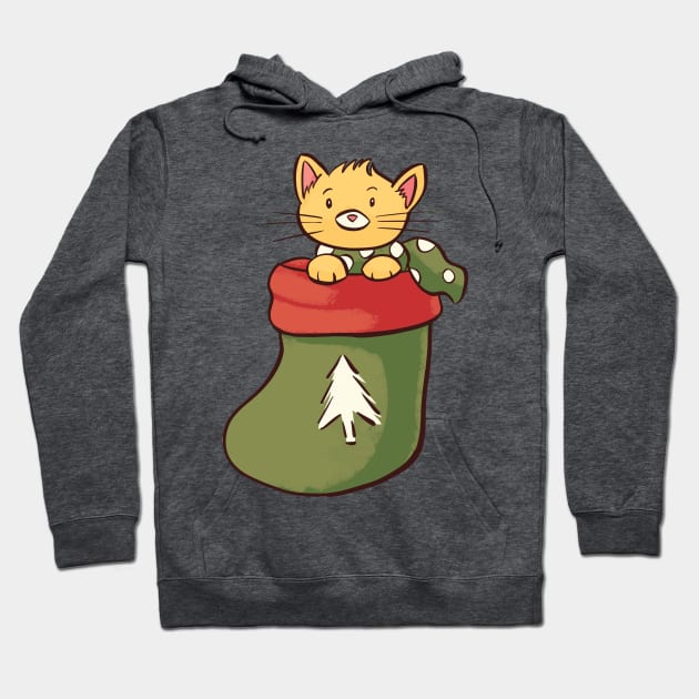 Christmas Stocking Cat X-Mas Pajama Who Loves Kitty In Socks Hoodie by alcoshirts